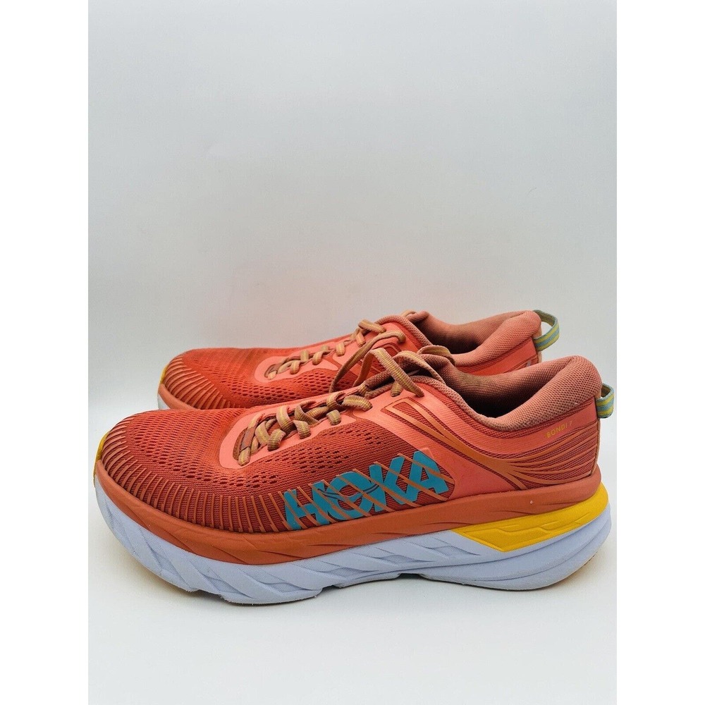 HOKA ONE ONE Sneakers Womens 9 Bondi 7 Athletic Running Shoes Orange 1110519